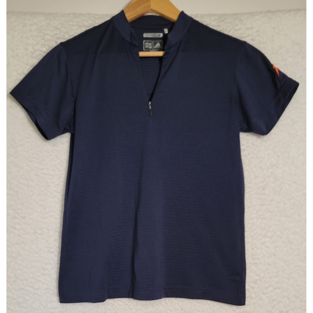 Adidas Mens ClimaCool Short Sleeve Shirt Size S Polo 1/4 Zip Blue Athletic 1518